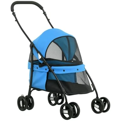 Abbildung von PawHut Hundebuggy mit verstellbarem Verdeck, Tasche und 4 schwenkbaren Rädern, (1 tlg), Verstellbares Dach