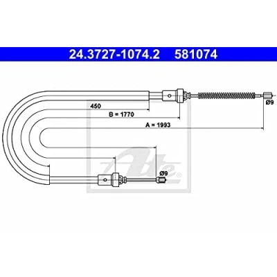 Abbildung von ATE 24.3727 1074.2 Handbremsseil 1993 DACIA: Logan I MCV, Sandero I, Express