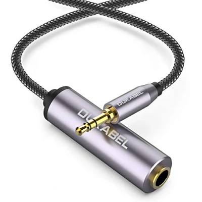 Abbildung von DuKabel Klinke Aux Adapter 3,5mm Stecker auf 6,35mm Kupplung 1/8 Zoll Stereo TRS zu 1/4 Buchse Audio Verbinder für Kopfhörer oder Lautsprecher Top Series (30cm)
