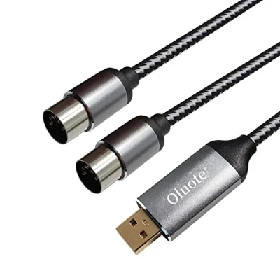Abbildung von Oluote MIDI zu USB Kabel Schnittstellenkonverter 5 Poliger DIN Stecker*2P(IN+OUT) für PC Laptop Professioneller Klaviertastatur im Heimmusikstudio (1.5m)