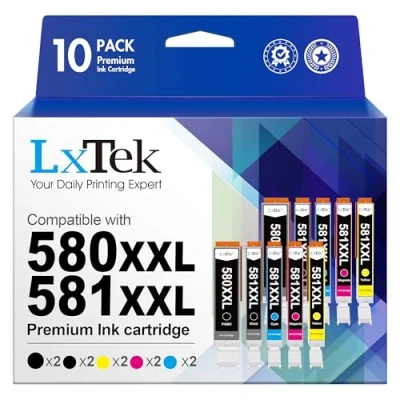 Abbildung von LxTek 580 581XXL Kompatibel für Canon 581 Multipack TR8550 Druckerpatronen TS6150 TS6250 TS6350 TS705 TR7550 TR8500 TS9550 (10er Pack)