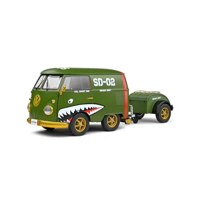 Abbildung von Solido Modellauto Maßstab 1:18 VW Volkswagen Kool Kombi Army Fighter S1810901