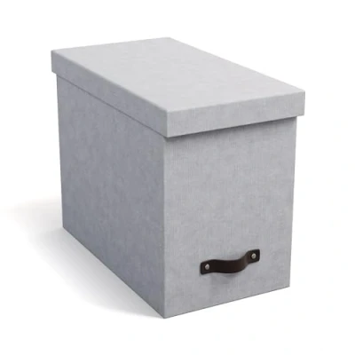 Abbildung von Bigso Box of Sweden JOHAN Hängeregisterbox mit Deckel stilvolle Archivschachtel inklusive 8 Hängehefter Hängemappenbox aus Faserplatte und Papier in stilvoller Leinenoptik hellgrau