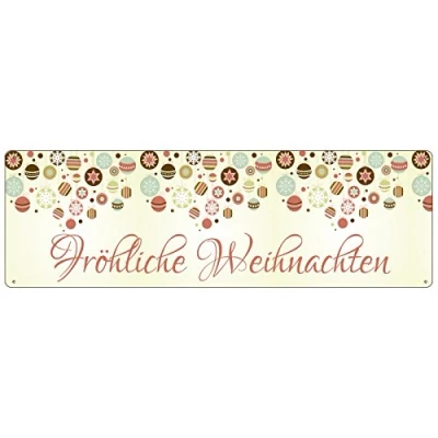 Abbildung von Interluxe METALLSCHILD Shabby Vintage Blechschild FRÖHLICHE Weihnachten [Kugeln] Weihnachtszeit Advent Schnee Winter