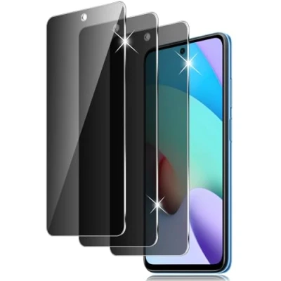 Abbildung von Vsjnk Anti Spähen Sichtschutz für Xiaomi Redmi 10 5G mit 3 Stück Privatsphäre Tempered Glass Folie 9H Panzer Schutz Glas HD Displayschutzfolie,kompatible