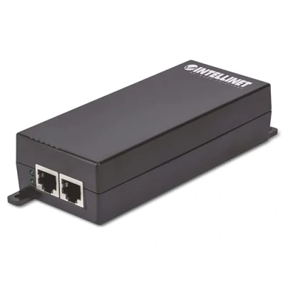 Abbildung von INTELLINET 1 Port High Power over Ethernet Gigabit PoE+/PoE Injektor, 30W, 240V, PoE+ Adapter mit 100m Reichweite, lüfterfrei &amp; leise Schwarz
