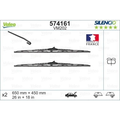 Abbildung von Scheibenwischer Valeo Silencio, Silencio Conventional Set 574161 vorne Standard mit integrierter Waschwasserdüse RENAULT: Avantime, ESPACE 3