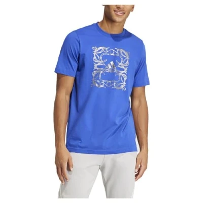 Abbildung von adidas Men&#039;s Metallic Graphic Tee T Shirt, semi Lucid Blue, S Tall