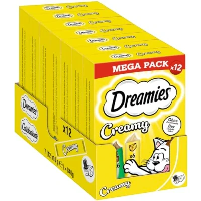 Abbildung von DREAMIES Creamy mit Katzenminze und Käse, 7x12x10g Multipack Cremige Katzenleckerlis für verwöhnte Katzen