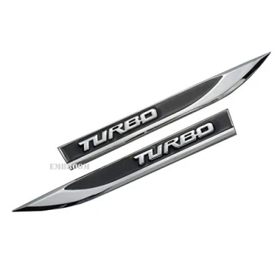Abbildung von 2 x Turbo Auto Embleme, 3D Metall Seite Kotflügel Heckklappe Kofferraum Emblem Abzeichen Aufkleber Ersatz für Universal