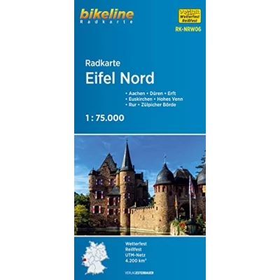 Abbildung von Radkarte Eifel Nord (RK NRW06): Aachen Düren Erft Euskirchen Hohes Venn Rur Zülpicher Börde, 1:75.000 (Bikeline Radkarte)
