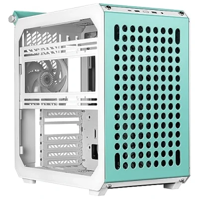 Abbildung von Cooler Master Qube 500 Flatpack ATX PC Gehäuse, vollständig modular, 1 x 120 mm vorinstallierter SF Lüfter, vertikale GPU Halterung, unterstützt EATX Motherboard &amp; Zwei 280mm Radiatoren Mintgrün