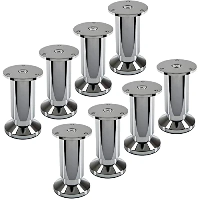 Abbildung von SOTECH 8 Stück Möbelfüße Terra Höhe 100 mm Chrom poliert Sockelfüße höhenverstellbar bis max. 15 mm, belastbar 250 kg/je Fuß