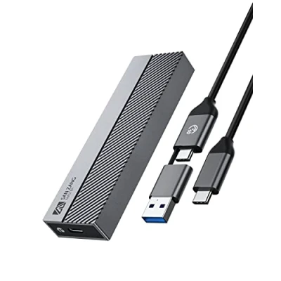 Abbildung von NVMe M.2 Gehäuse, USB3.1 GEN 2 10Gbit/s Übertragung, SSD Gehäuse Adapter für 2230 2242 2260 2280 PCIe M Key &amp; M+B mit Wärmeableitungspatch, Werkzeuglos, Unterstützt UASP/Trim
