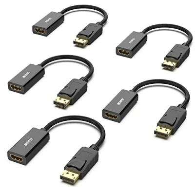 Abbildung von BENFEI 4K DisplayPort auf HDMI Adapter 5 Stück, Unidirektional DP Computor zu Monitor Verbindungs Kompatibel für Laptop PC TV Projektor