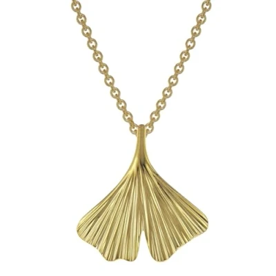 Abbildung von trendor 75720 Damen Halskette mit Ginkgo Anhänger Gold auf Silber
