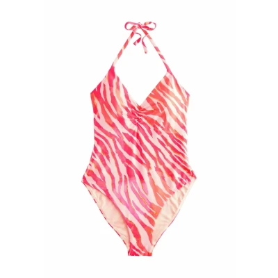 Abbildung von Next Tummy Shaping Control Beaded Badeanzug, Damen, Größe: 40, White pink zebra foil