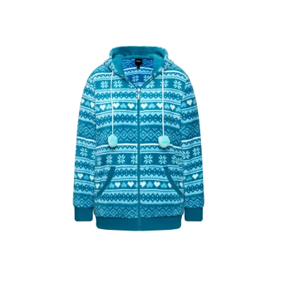 Abbildung von Ulla Popken Plush Alpine Striped Sweatjacke, Damen, Größe: 42/44, Sapphire