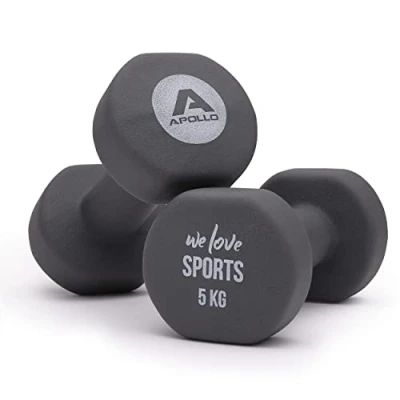 Abbildung von Apollo Hantel Set Kurzhantel 2 Hanteln 2x5kg Hantelset Gewichte für Krafttraining Kurzhanteln 2er Fitness Frauen &amp; Männer Dumbbells 5kg