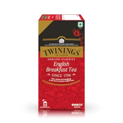 Abbildung von Twinings English Breakfast Schwarztee 50g, 25 Teebeutel, Voller, runder und kräftiger aus den besten Teegärten von Sri Lanka Indien. Black Tea 1er Pack (1 x 50 g)