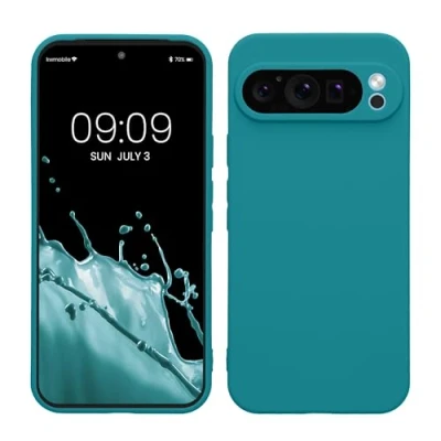 Abbildung von kwmobile Handyhülle kompatibel mit Google Pixel 9 Pro XL Hülle Handy Case aus weichem Silikon in Petrol matt