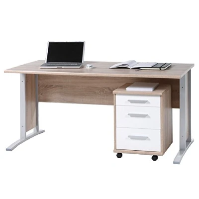 Abbildung von möbelando Schreibtisch Arbeitstisch Bürotisch Computertisch Laptoptisch Büro Clermont I Sonoma Eiche/Weiß