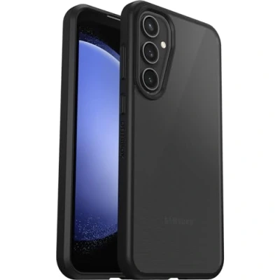 Abbildung von OtterBox Sleek Hülle für Samsung Galaxy S23 FE, stoßfest, sturzsicher, ultraschlank, schützende Hülle, Getestet nach Militärstandard, Transparent/Schwarz , Keine Einzelhandelsverpackung