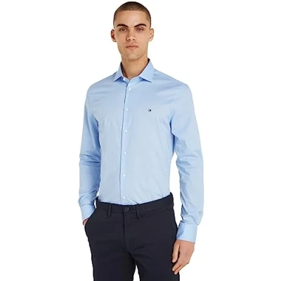Abbildung von Tommy Hilfiger CORE FLEX Poplin Businesshemd, Herren, Größe: 41, Light blue