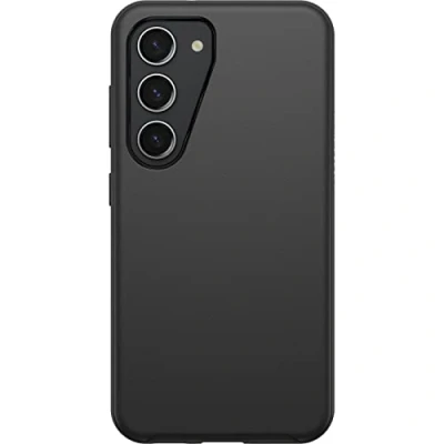 Abbildung von OtterBox Symmetry Hülle für Samsung Galaxy S23, sturzsicher, schützende dünne Hülle, 3x getestet nach Militärstandard, antimikrobieller Schutz, Schwarz, Keine Einzelhandelsverpackung