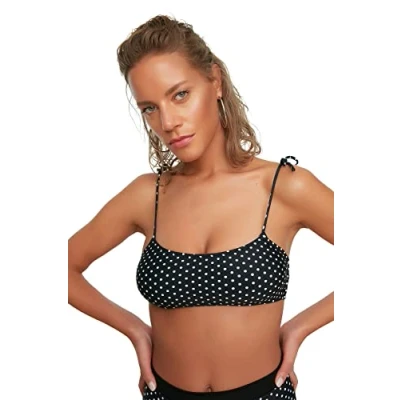 Abbildung von Trendyol Damen Polka Dot Binding Bikini top Top, Schwarz, 38 EU