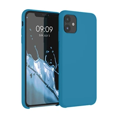 Abbildung von kwmobile Hülle kompatibel mit Apple iPhone 11 Silikon Handy Case Handyhülle weiche Oberfläche kabelloses Laden Petrol