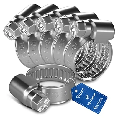 Abbildung von VIOKS Schlauchschellen Edelstahl SET 6x Schelle Schlauch Klemmen Schellen 10 16mmØ Waschmaschinenschlauch Pool Poolschlauch für Klemmschelle Waschmaschine Abfluss Adapter