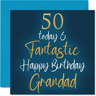 Abbildung von Stuff4 Fantastische Geburtstagskarte zum 50. Geburtstag für Großvater 50 Today &amp; Fantastic von Enkelsohn, Enkelin, Geburtstagsgeschenk, 145 mm x