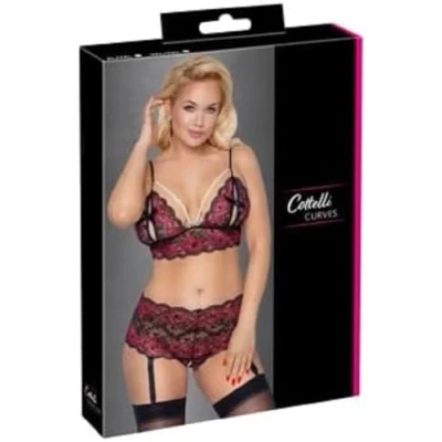 Abbildung von Soft BH plus Straps Slip ouvert, komplett aus 2 farbiger Blütenspitze