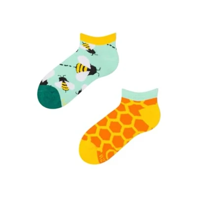 Abbildung von Dedoles Socken Unisex Damen Herren &amp; Kinder Baumwolle viele lustige Designs Fussball Fahrrad Geschenk links rechts verschieden, Farbe: Mehrfarbig, Motiv: Kleine Bienen (Knöchelsocken), Gr. 31 34