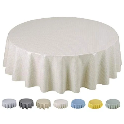 Abbildung von Wachstuch Tischdecke Abwaschbar, pflegeleicht, abwischbar, Rund 160cm, Beige