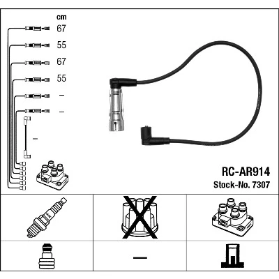 Abbildung von NGK 7307 Zündkabelsatz 4 ALFA ROMEO: 146