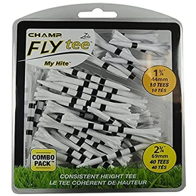 Abbildung von Champ My Hite Flytees Golf Tees 40 x 69 mm und 10 44 mm, Schwarz/Weiß