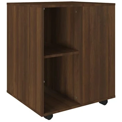 Abbildung von vidaXL Rollschrank, Rollcontainer mit viel Stauraum, Aktenschrank Rollen, Büroschrank Bürocontainer Schrank, Braun Eichen Optik Holzwerkstoff