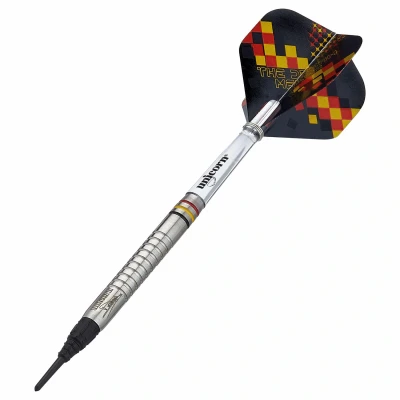 Abbildung von Unicorn S/T Tung James Wade 18 g weiche Spitze Dart Set, Dimitri Van den Bergh, Premier, 90/70% Wolfram, Stahlspitze &amp; Softspitze, 18g bis 25g, Silber/Gelb