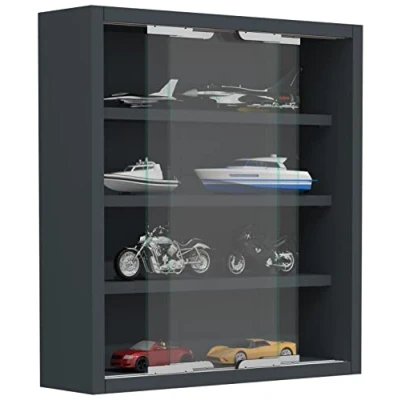 Abbildung von VCM Glasvitrine hängend Vitrine Glas mit ESG Sicherheitsglas Maße: H. 40 x B. 37 T. 10 cm Hängevitrine Modern und platzsparend Vitrinenschrank Agisa S Anthrazit