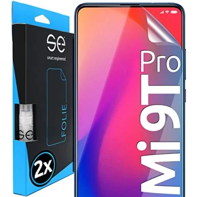 Abbildung von s.e Schutzfolie für Xiaomi Mi 9T Pro, 2 Stück, Full Screen, Positionierhilfe, Pro Schutzfolie, transparente Displayfolie, funktionierende Alternative zu Schutzglas, Schutzglasfolie