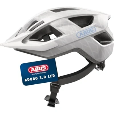 Abbildung von ABUS Fahrradhelm Aduro 3.0 LED Sportiver City Helm in stilvollem Design für alltägliche und sportliche Touren mit Rücklicht Damen Herren Größe S, Weiß