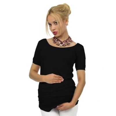 Abbildung von YESET Umstandsshirt Umstand Shirt kurzarm T Bluse Tunika Top Bauch Stretch Rundhalsausschnitt
