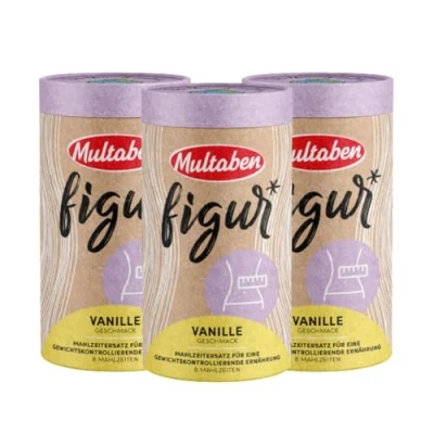 Abbildung von Multaben Diät Shake proteinreicher Abnehm für eine Eiweiß Vanille Geschmack mit Vitaminen und Mineralstoffen sättigender Drink als hochwertiger Nahrungsersatz 3 x 440g