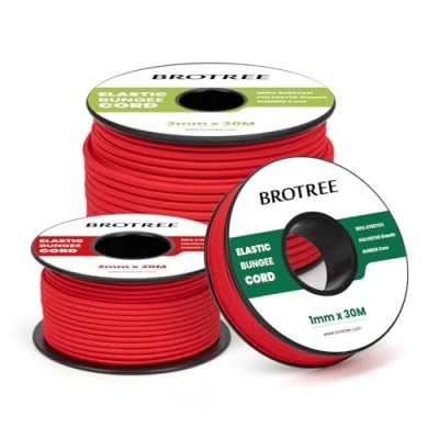 Abbildung von Brotree Gummischnur Gummikordel 1mm x 30m Elastische Faden Gummiseil Expanderseil für DIY, Handwerk, Schmuck, Armbänd, Halsketten, Zelt, Rucksack Rot