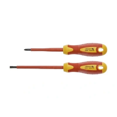 Abbildung von Hogert Technik HT1S990 Schraubendrehersatz 2 Schlitz, Kreuzschlitz (PH) S5.5, PH2 Display (Karton) 1000 V