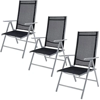 Abbildung von Casaria® Gartenstühle 3er Set Hochlehner Klappbar 8 Fach Verstellbar Camping Stuhl Aluminium Wetterfest Klappstuhl 120kg Belastbarkeit Garten Balkon