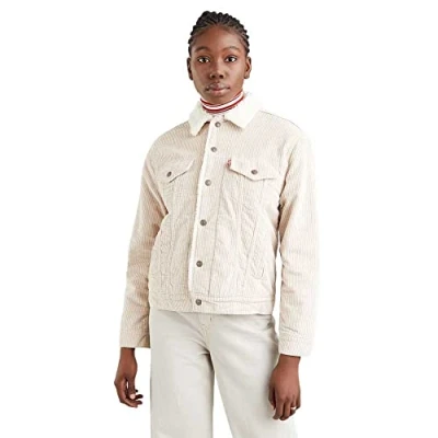 Abbildung von Levi&#039;s Damen Ex Boyfriend Sherpa Trucker Jacke, Pebble Cement, XS