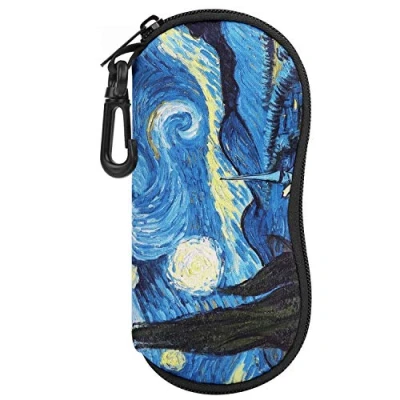 Abbildung von MoKo Brillenetui [Ultra Lightweight] Neopren Reißverschluss Sonnenbrille Tasche mit Gürtelclip für Brillen, Rahmen, Tragbare Case Schlüssel, Bleistifte, Karten, Sterne Nacht